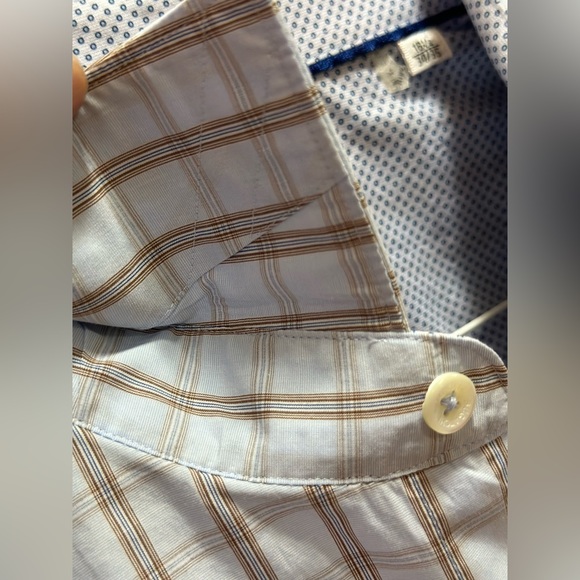 Bugatchi Uomo long sleeve shirt with window pane and birds-eye trim cuff /collar - Picture 8 of 12